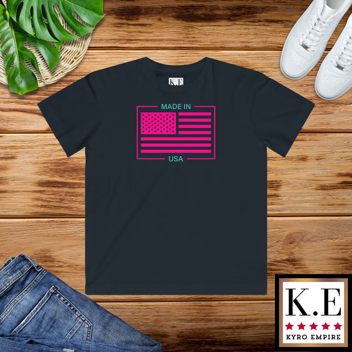 AQUA & PINK USA YOUTH TEE