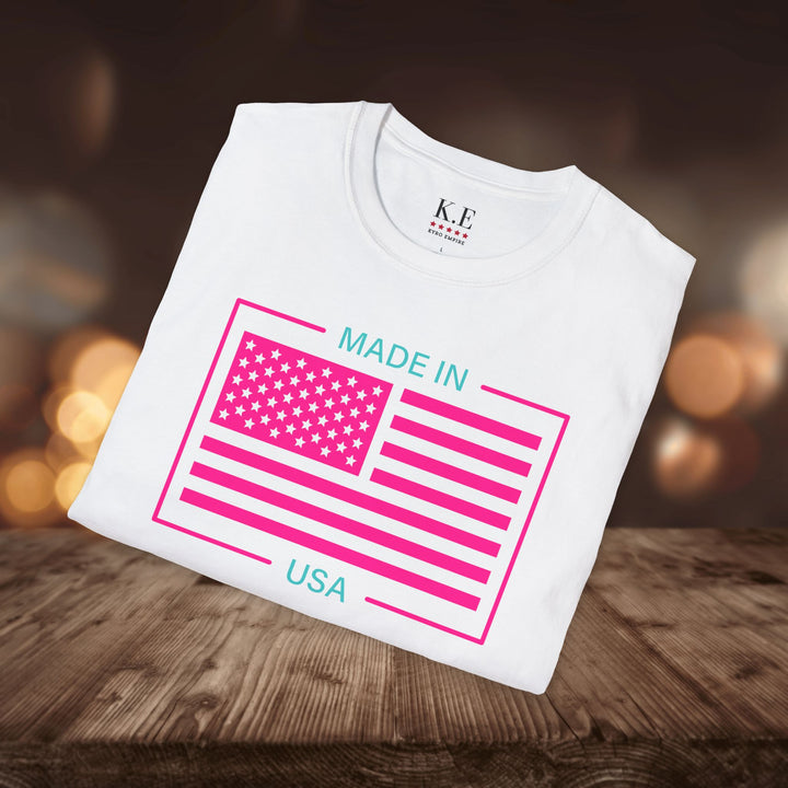 AQUA & PINK USA T-SHIRT