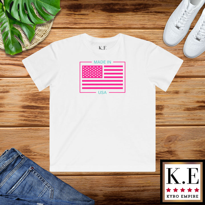 AQUA & PINK USA YOUTH TEE