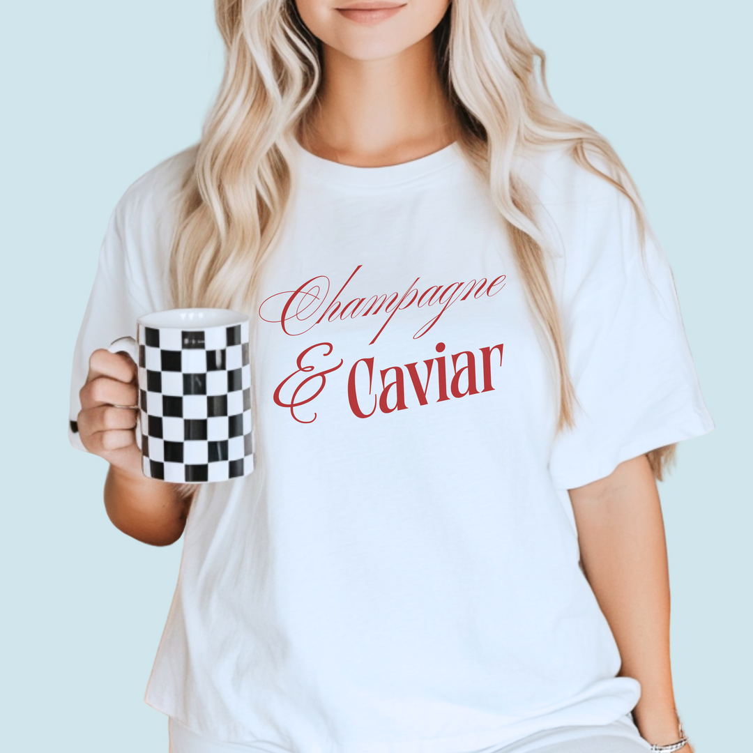 CHAMPAGNE SIPS & CAVIAR DIPS T-SHIRT