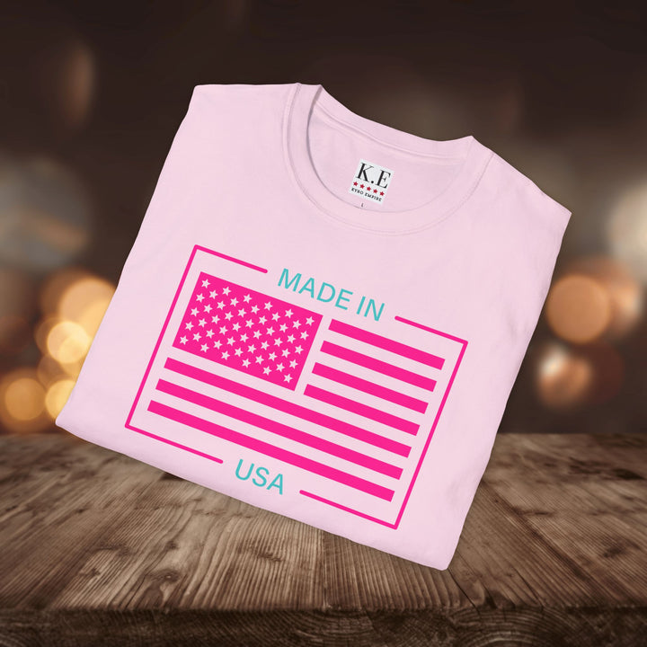 AQUA & PINK USA T-SHIRT